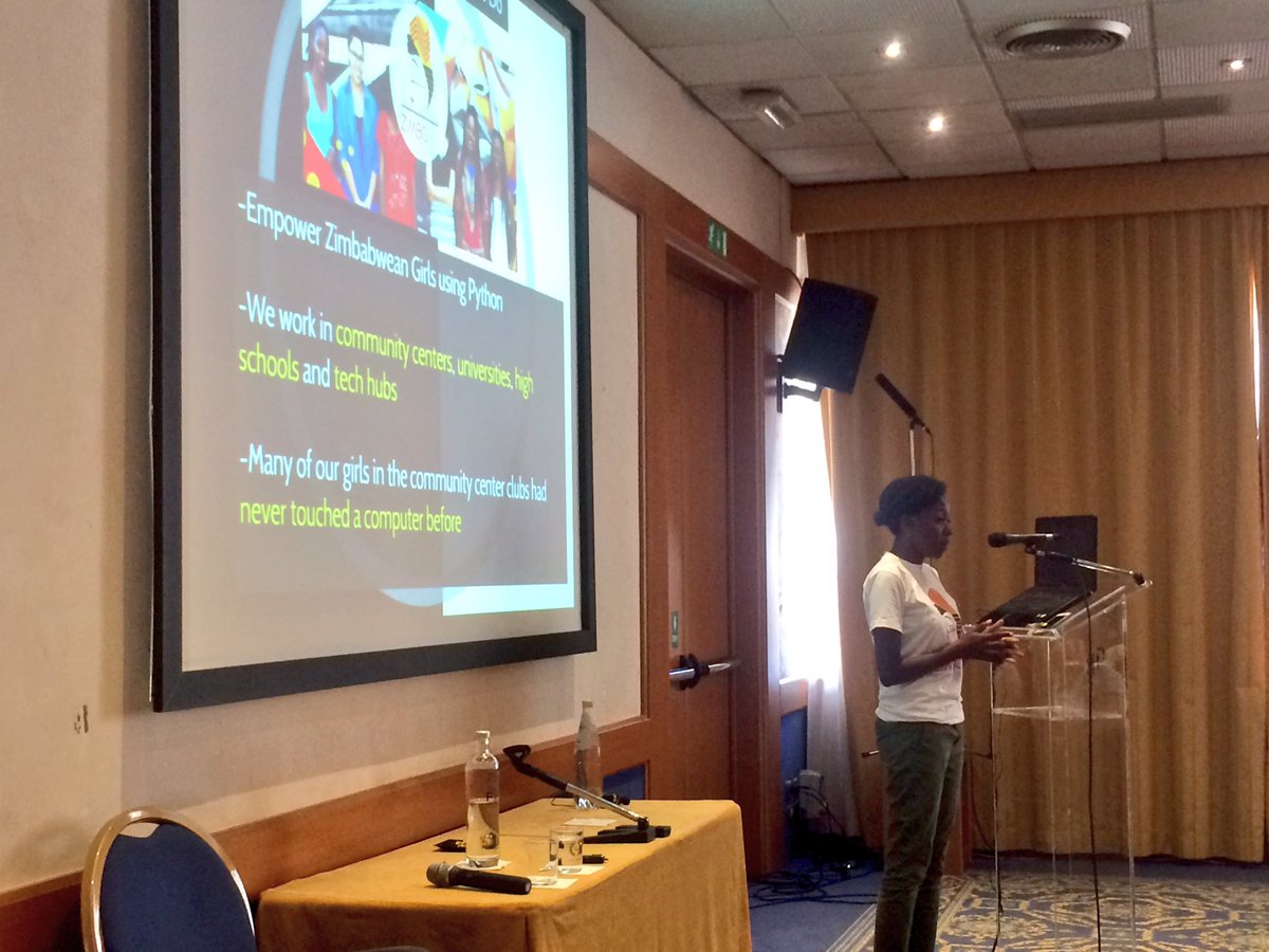 codeitlikeagirl's tweet image. Our great friend @marlene_zw from @zimbopy sharing her story of empowering women in #Zimbabwe. Congrats on the amazing job! #PyCon8