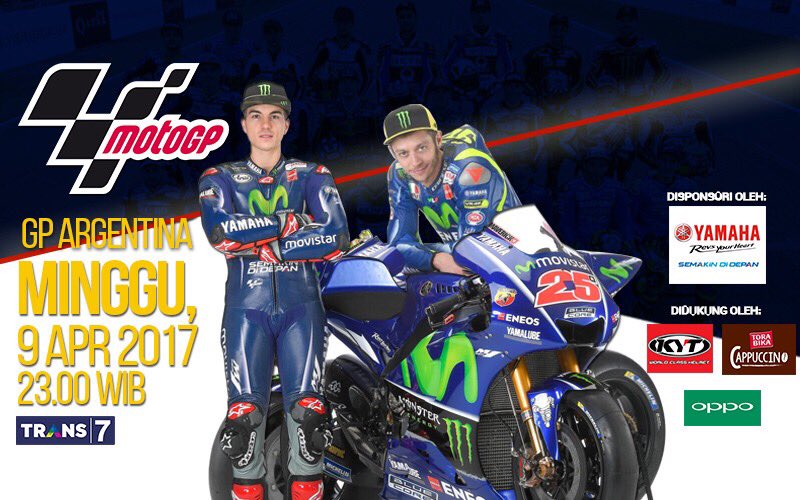 Retweet jika kalian jagokan <a href="/ValeYellow46/">Valentino Rossi</a> atau Like jika kalian andalkan <a href="/maverickmack25/">NOT Maverick Viñales</a> yg akan memimpin #ArgentinaGP
<a href="/KYTHelmet/">KYT Helmet</a>