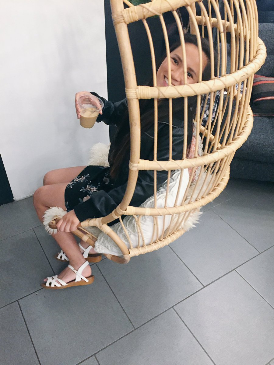 aimeeverayo's tweet photo. Believe it or not that is NOT alcohol in my cup just some good ol cold brew and hyperness 😅 #sometimesyoujustneedaswingychair #goodhashtags https://t.co/iDuK1V62e6