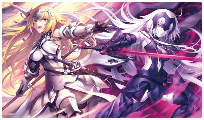 cluster_tsubasa's tweet photo. コミック1新作紹介2
Wジャンヌのプレイマットとスリーブです。

イラストは光崎様@kousaki_rに描いていただきました。 https://t.co/a3cFYtyuMZ