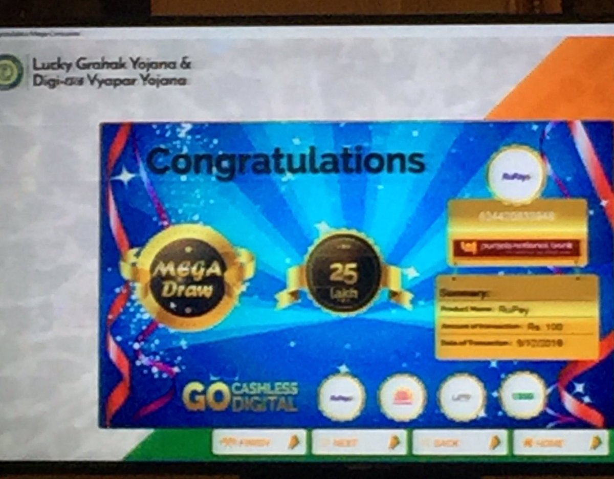 NITIAayog's tweet photo. Consumers making payment of less than Rs.1000 win mega awards for Rs.25 lakh, Rs.50 lakh &amp; Rs.1 crore at @RashtrapatiBhvn! #DigitalPayments https://t.co/OHWm7QSB06
