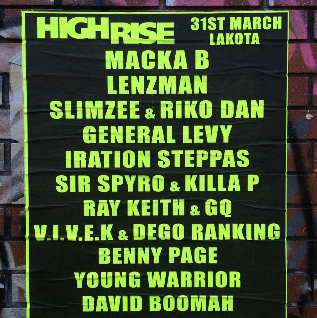 HighRise (@highrise_events) on Twitter photo On Friday HighRise bring the incredible <a href="/generalevy/">General Levy</a> to Bristol alongside this huge line up. Tickets - goo.gl/r4CBSI On Friday HighRise bring the incredible <a href="/generalevy/">General Levy</a> to Bristol alongside this huge line up. Tickets - goo.gl/r4CBSI