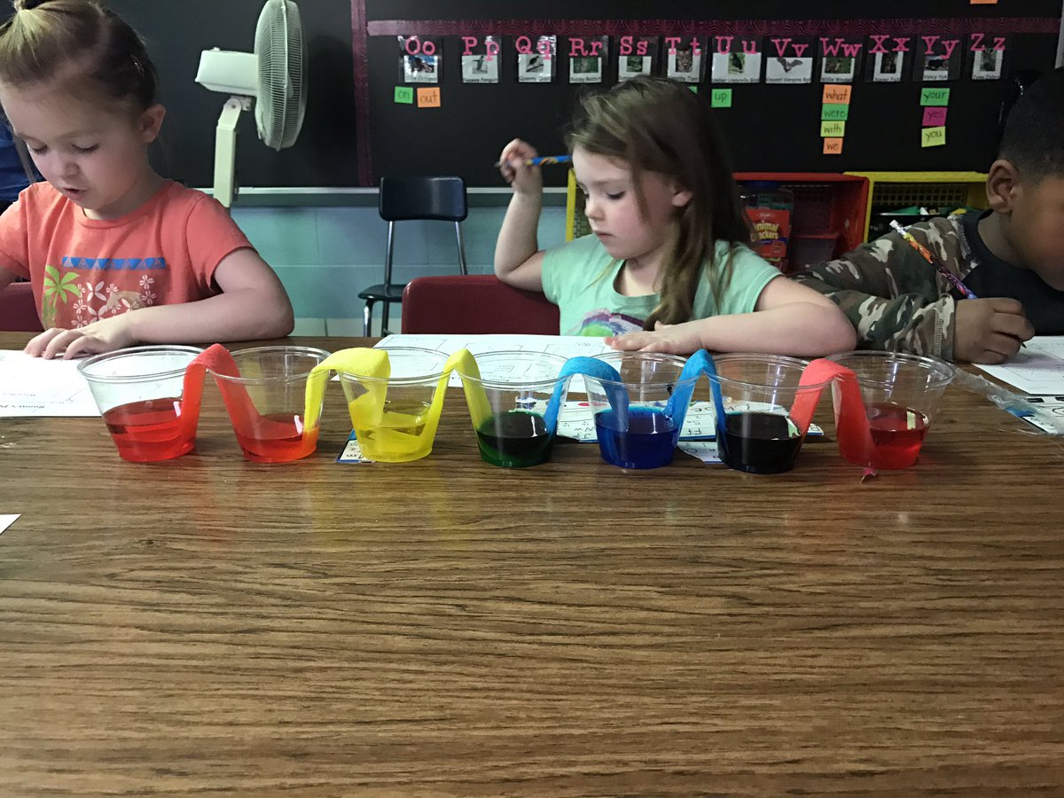 krbrookshire's tweet photo. Walking water rainbow experiment @dieckk5 @swartz_creek @#STEM https://t.co/4kD5YFNV2K
