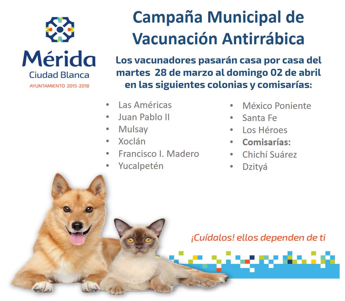 MeridaSaludable's tweet photo. #AyuntaInforma Rol de las brigadas de vacunación antirrábica municipal para esta semana #MéridaSaludable #DesarrolloHumano https://t.co/LvJKnxhu3a