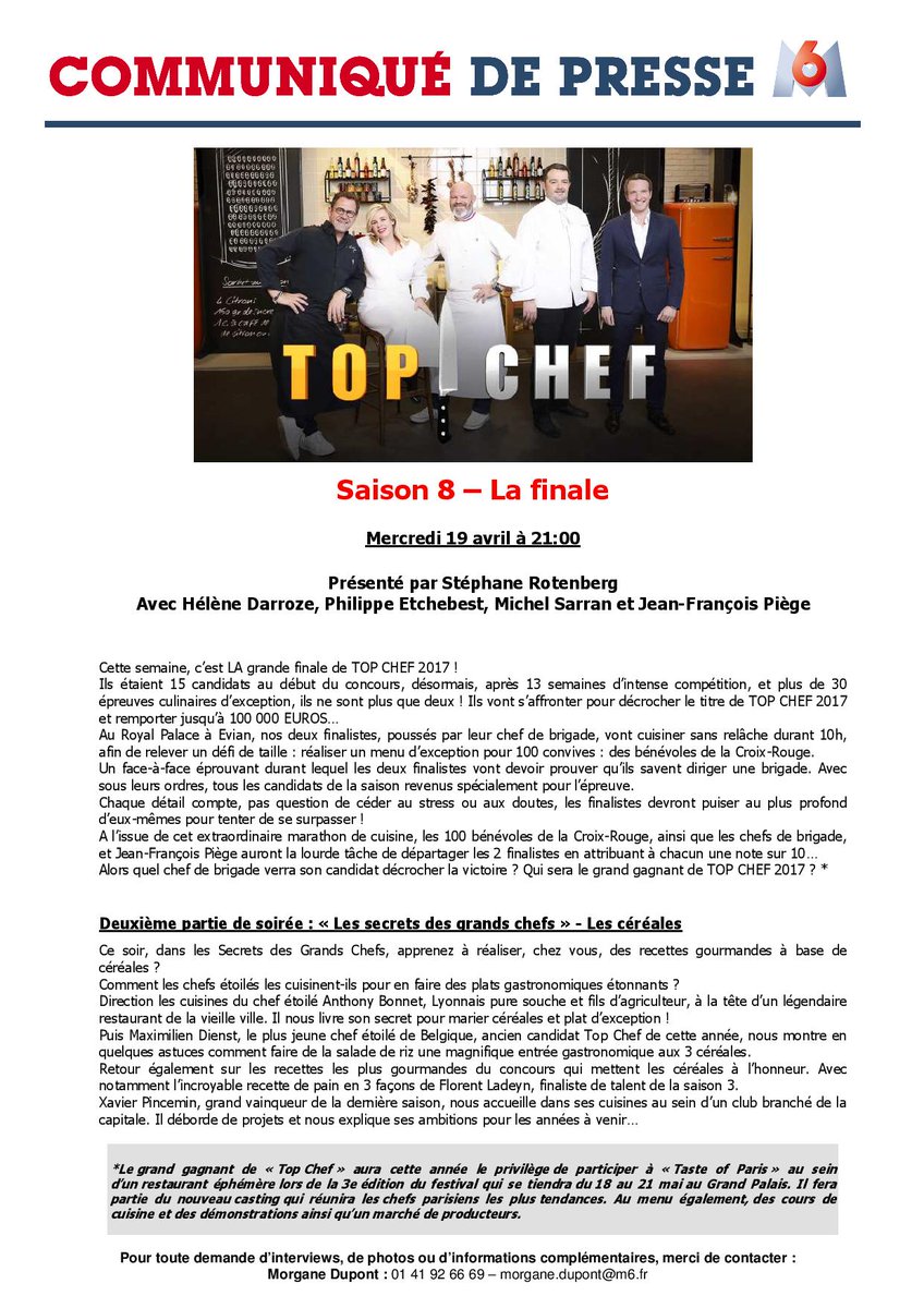 Top Chef 2017 - La Finale - Épisode 13 - Mercredi 19 Avril - 21h00 - M6 C8A7omPWkAEezdG