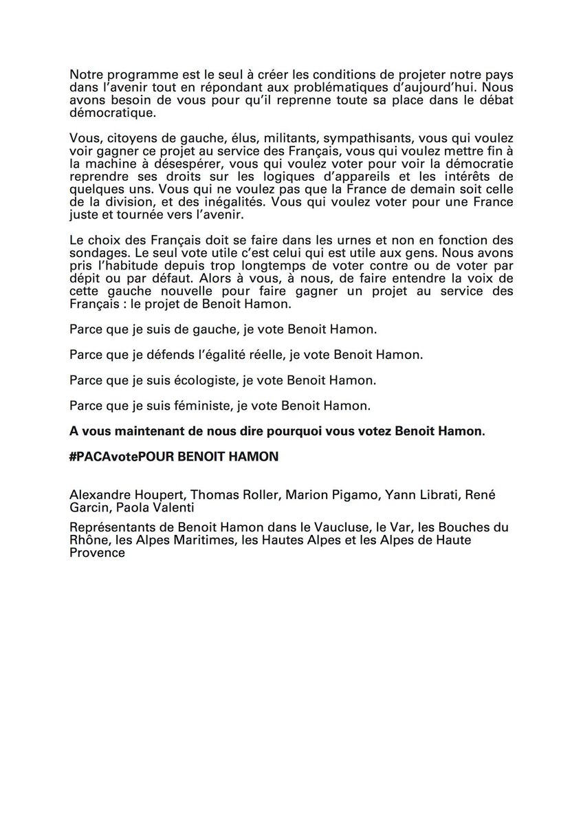 La région PACA se mobilise pour faire battre le 💚de la 🇫🇷
Vous aussi, dites nous pourquoi vous votez pour @benoithamon #PACAvotePOUR