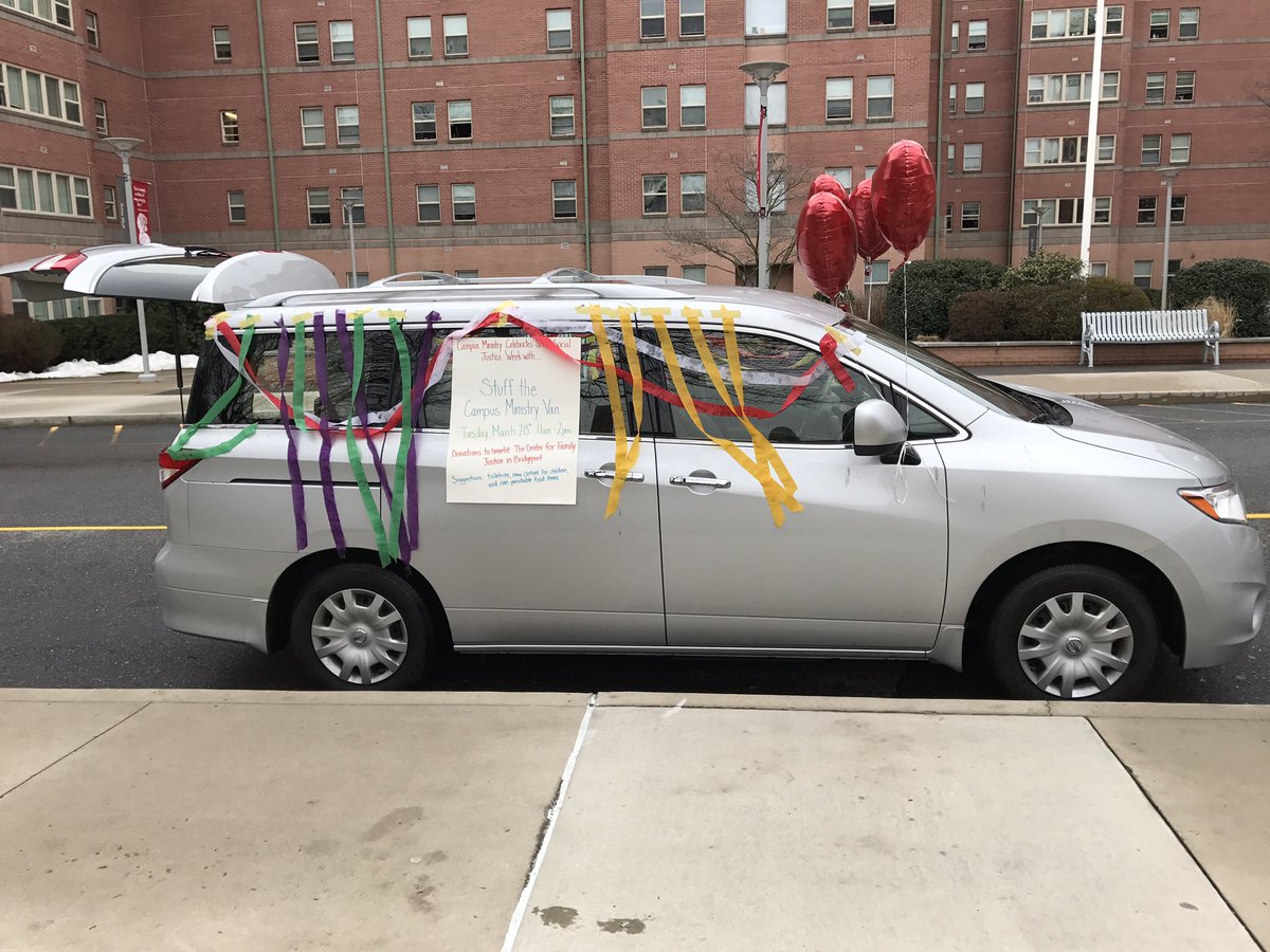 shucampusmin's tweet photo. The van is parked and ready to be stuffed with your donations! Come see us from now until 2! #StuffAVan @sacredheartuniv #WeAreSHU https://t.co/yhs9WcL5K1
