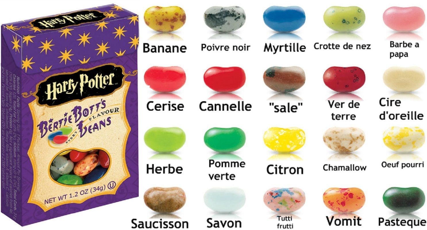 Bérénice Paquier 💙 on X: Tester les dragées surprises de Bertie Crochue  #HP avant de manger : BAD IDEA. Chocolat, menthe et thé au citron  inefficaces contre le goût.  / X