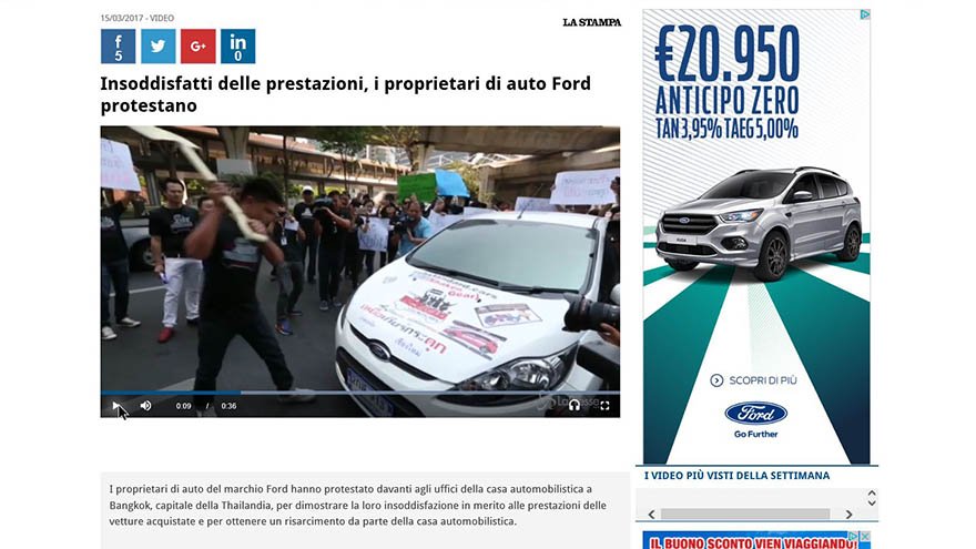 BlogReputation's tweet photo. Le #Ford Focus non frenano e la protesta accelera: assediata la sede della casa automobilistica di #Bangkok https://t.co/1w4x5J5XWC #car https://t.co/YcN5faphNI