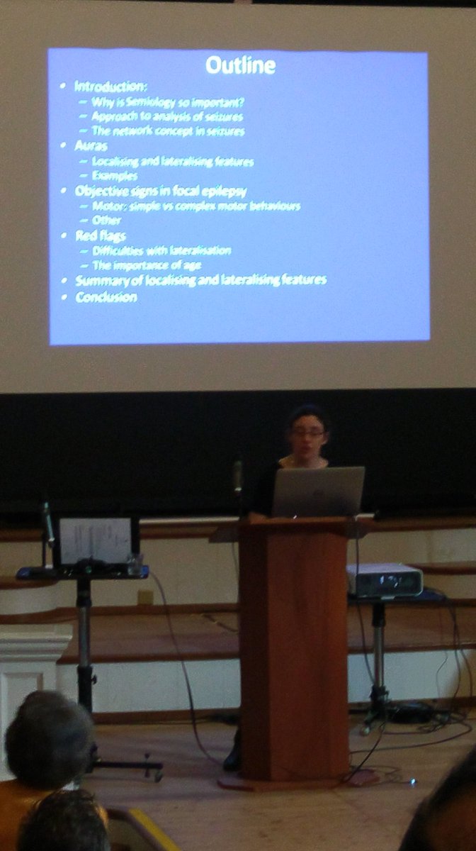 AdrianTearle's tweet photo. @ClinNeurophys @BscnWadham Rachel Thornton talks about seizure semiology; it has a high predictive value in elucidating seizure focus https://t.co/DgHqorRdeA