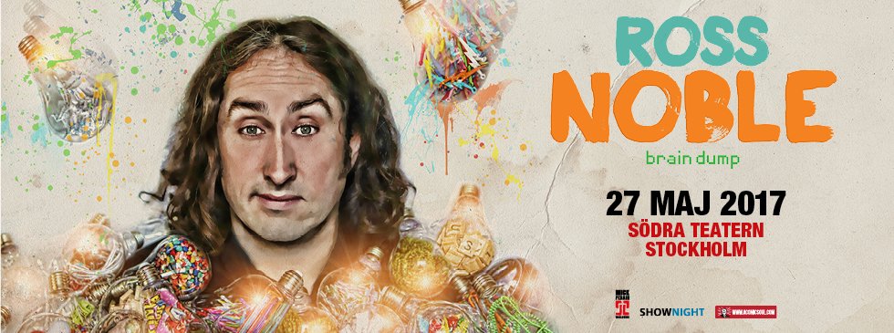 ShownightComedy's tweet photo. Brittiske ståupparen Ross Noble till Stockholm med sin show ”Brain Dump”
27 maj: Stockholm 
Köp Biljetter: https://t.co/De4JeAihqD https://t.co/aQXupnhizG