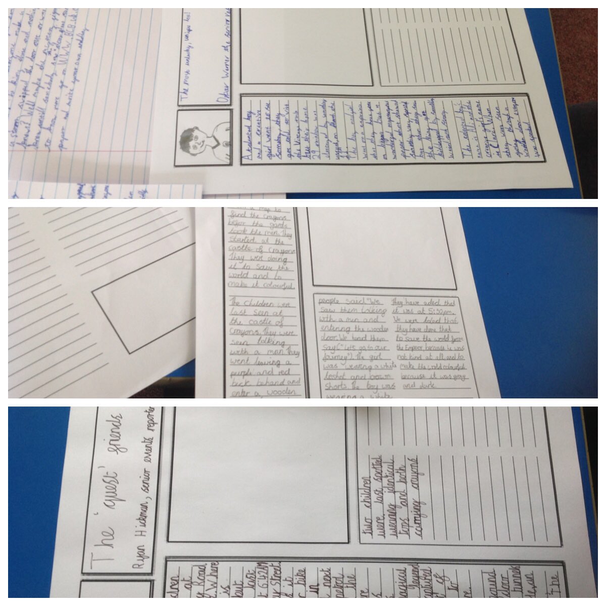 misshook2's tweet photo. Today, we started writing our newspaper reports from our books. #whatitaughttoday @HolyRosary_ https://t.co/V44e4bM6Bk