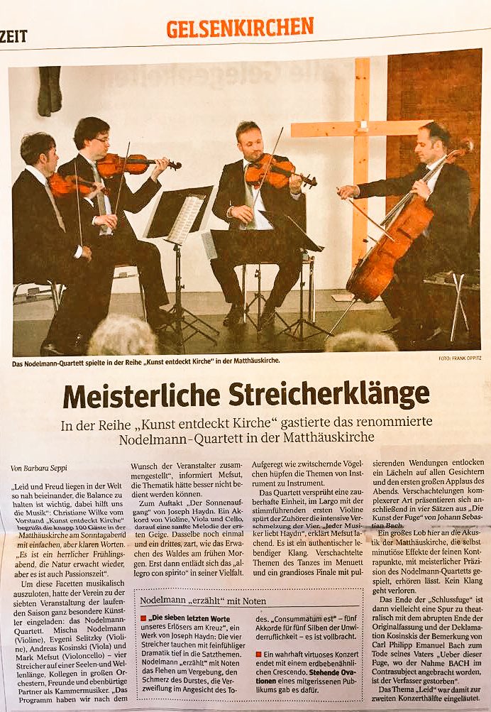 Nodelman4's tweet photo. WAZ 28.03.2017 #haydn #DieSiebenletztenWorte #sonnenaufgang #bach #kunstderfuge #chambermusic #kammermusik #streichquartett #gelsenkirchen https://t.co/NB4TfA139I