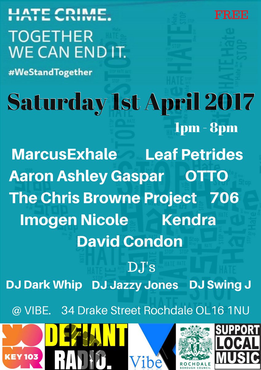 vibeym's tweet photo. BIG Weekend @ @vibeym 
Friday. On The 6th Day (Madchester Classics).
Saturday. Stop Hate Crime Music Event. https://t.co/ovdY9Y4LCs