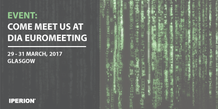 Tomorrow, we will be exhibiting at the #DIA #EuroMeeting 2017 in Glasgow, United Kingdom. Come meet us at booth F16! #iperion #IDMP