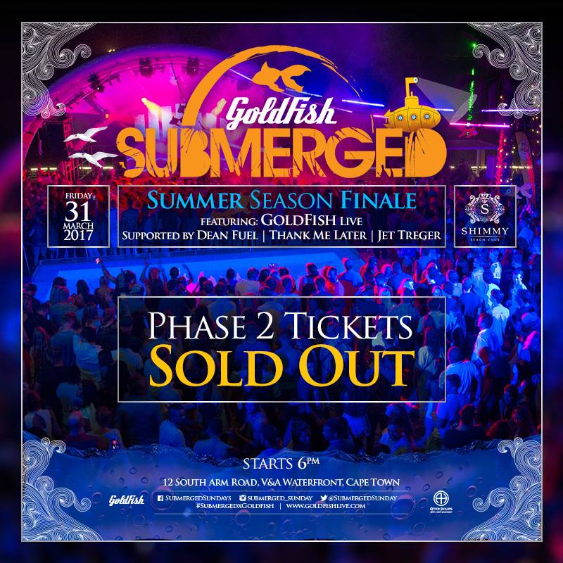 Phase 2 tickets sold out #Fishfans
Ltd phase 3 gen admission tickets available for #SubmergedxGoldfish
Season Finale
afterhours.nutickets.co.za/finale