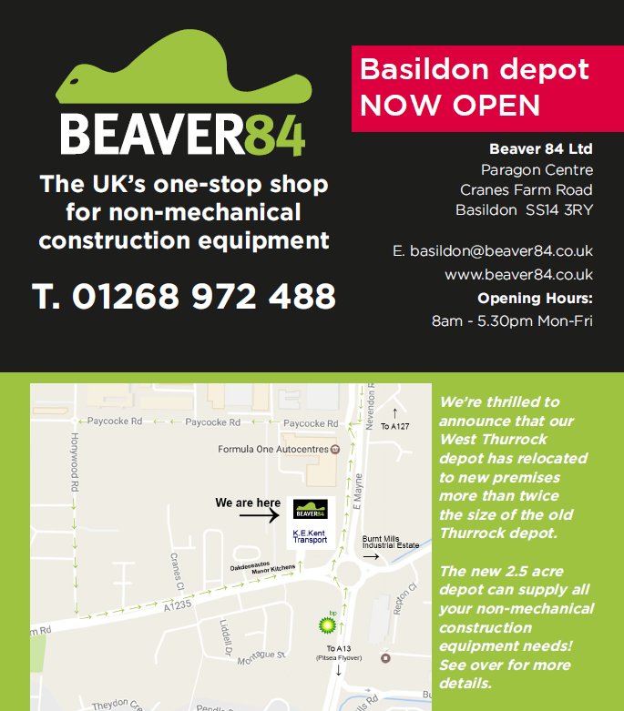 AltradBeaver84's tweet photo. Beaver 84's #Basildon depot now open! For all your non-mechanical #construction #equipment needs! https://t.co/XvpW1zerv4 https://t.co/EWlbXRL7B2