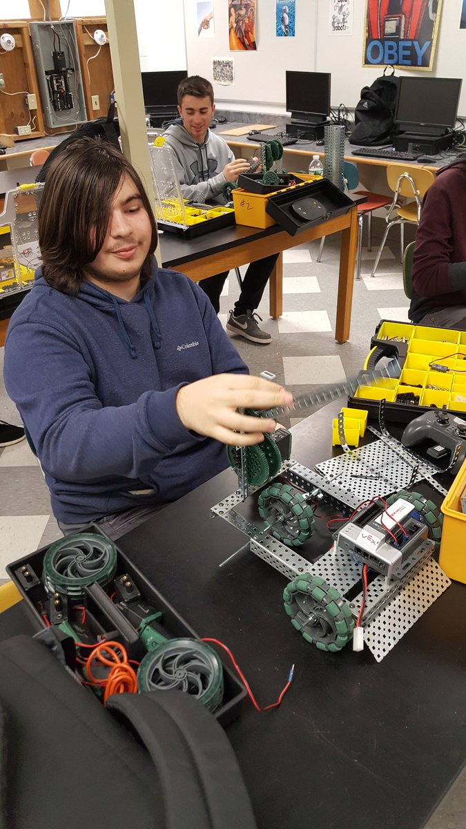 Making progress building our robots in Robotics II.