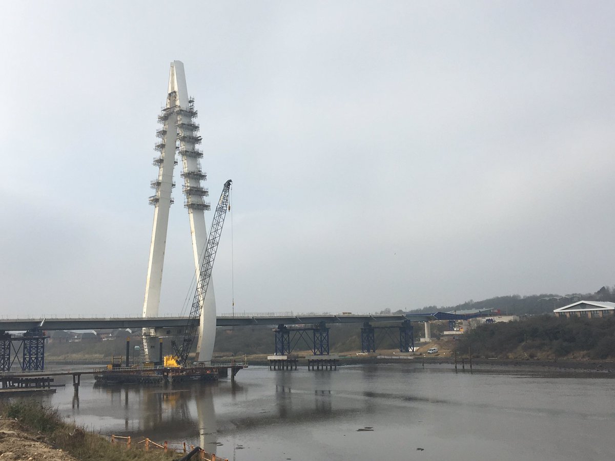 SunderlandUK's tweet photo. #newwearcrossing bridge deck making excellent progress across to the north side of the River Wear https://t.co/YZjkxaK40v
