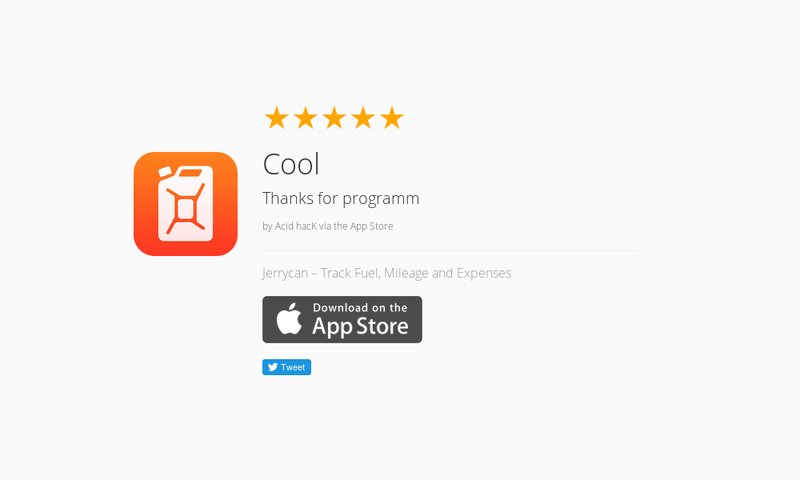 jerrycanapp's tweet photo. 5 Star Review: "Cool: Thanks for programm" https://t.co/snQaMADY2W https://t.co/nslcIO9ADt