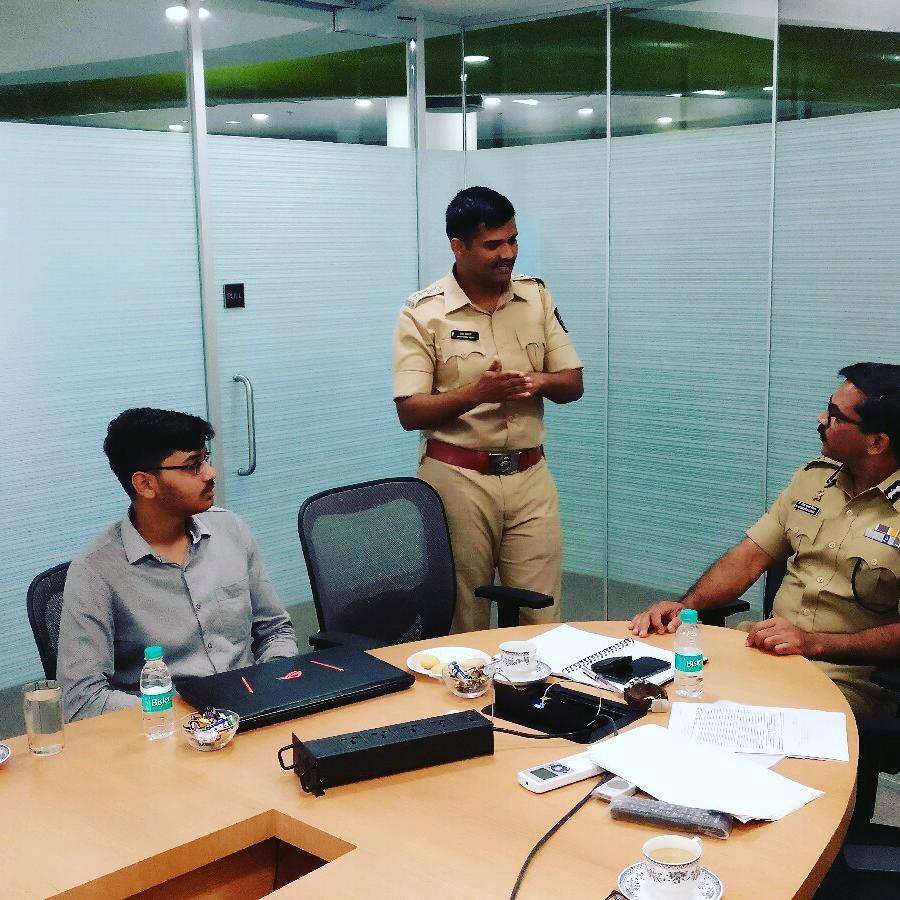 DigitalImpactSq's tweet photo. From yesterday, when @nashikpolice commissioner @ravindersingal came by to review solution of our innovators team #ThirdI Great insights! https://t.co/2QojxhrOn8