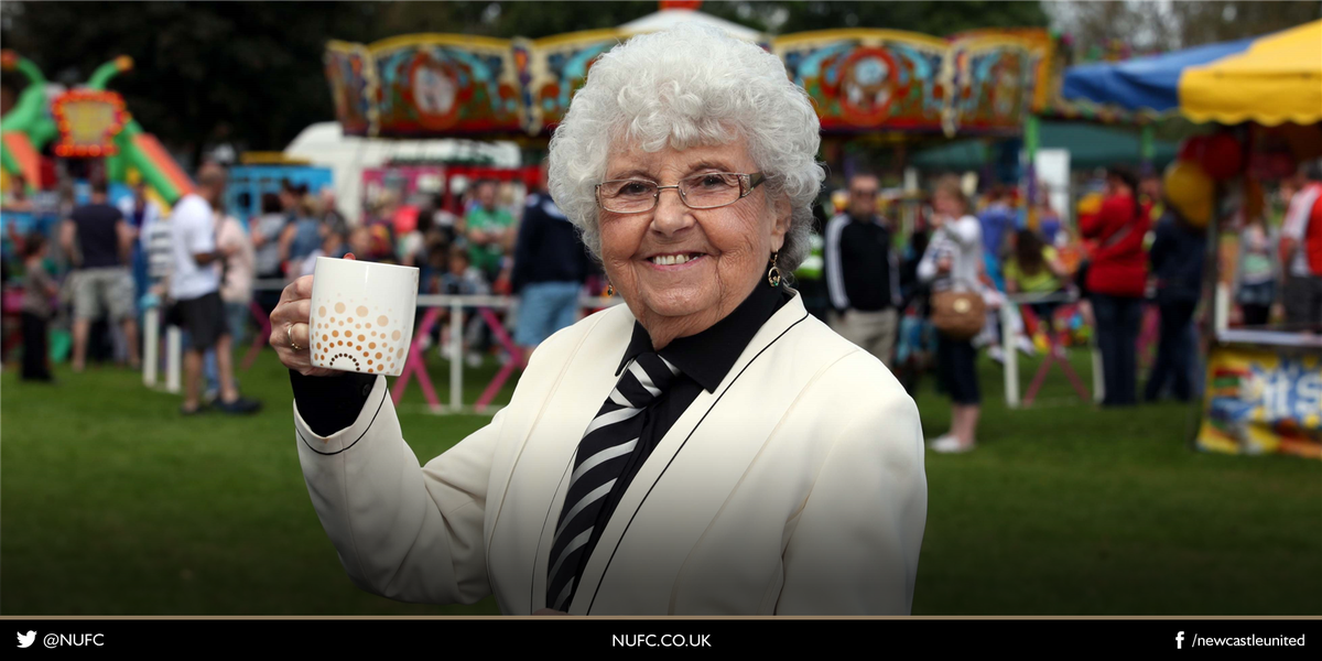 NUFC's tweet photo. We are deeply saddened to learn of the passing of the club's legendary tea lady, our beloved Kath Cassidy. #NUFC https://t.co/TZ2z5xaMMd