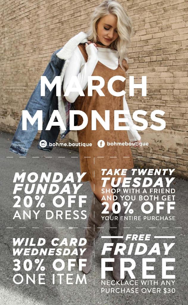 TAKE TWENTY TUESDAY at Bohme!  Shop w/ a friend and you both get 20% off your entire purchase, don't miss out!