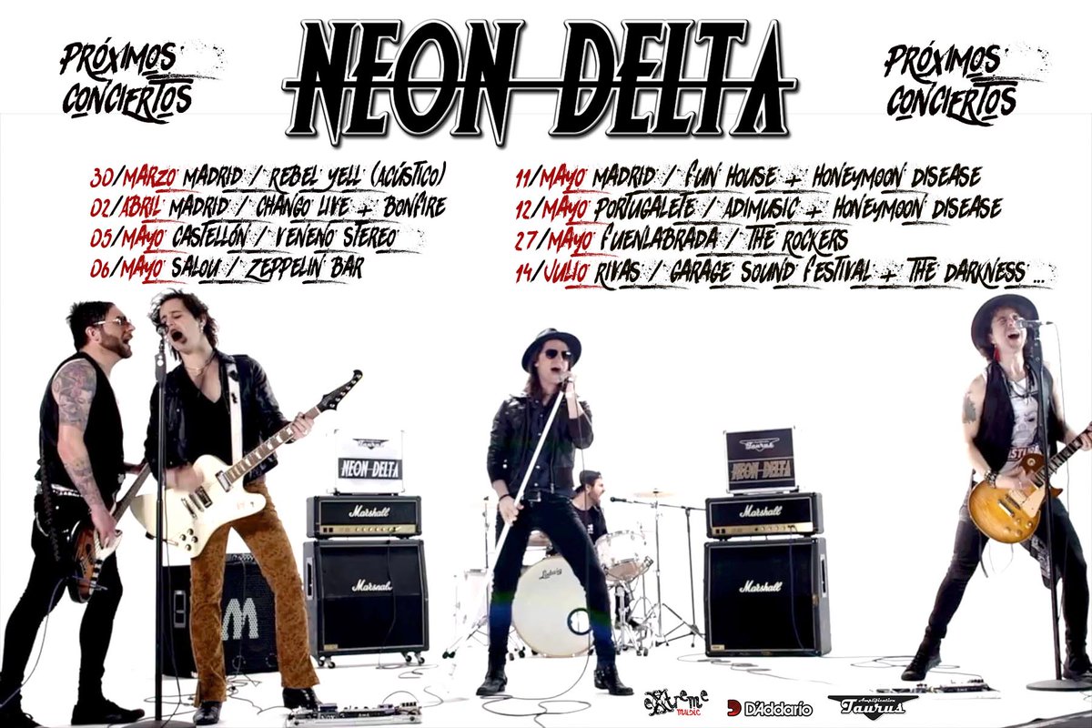 neondeltaband's tweet photo. 👊#Imparable2017 (Mas fechas por confirmar)
😈😈 Click para ver nuestro #Videoclip y primer #single; https://t.co/jFp0g768Xm 😈😈
#Rocknacional https://t.co/bJuRaMmh18