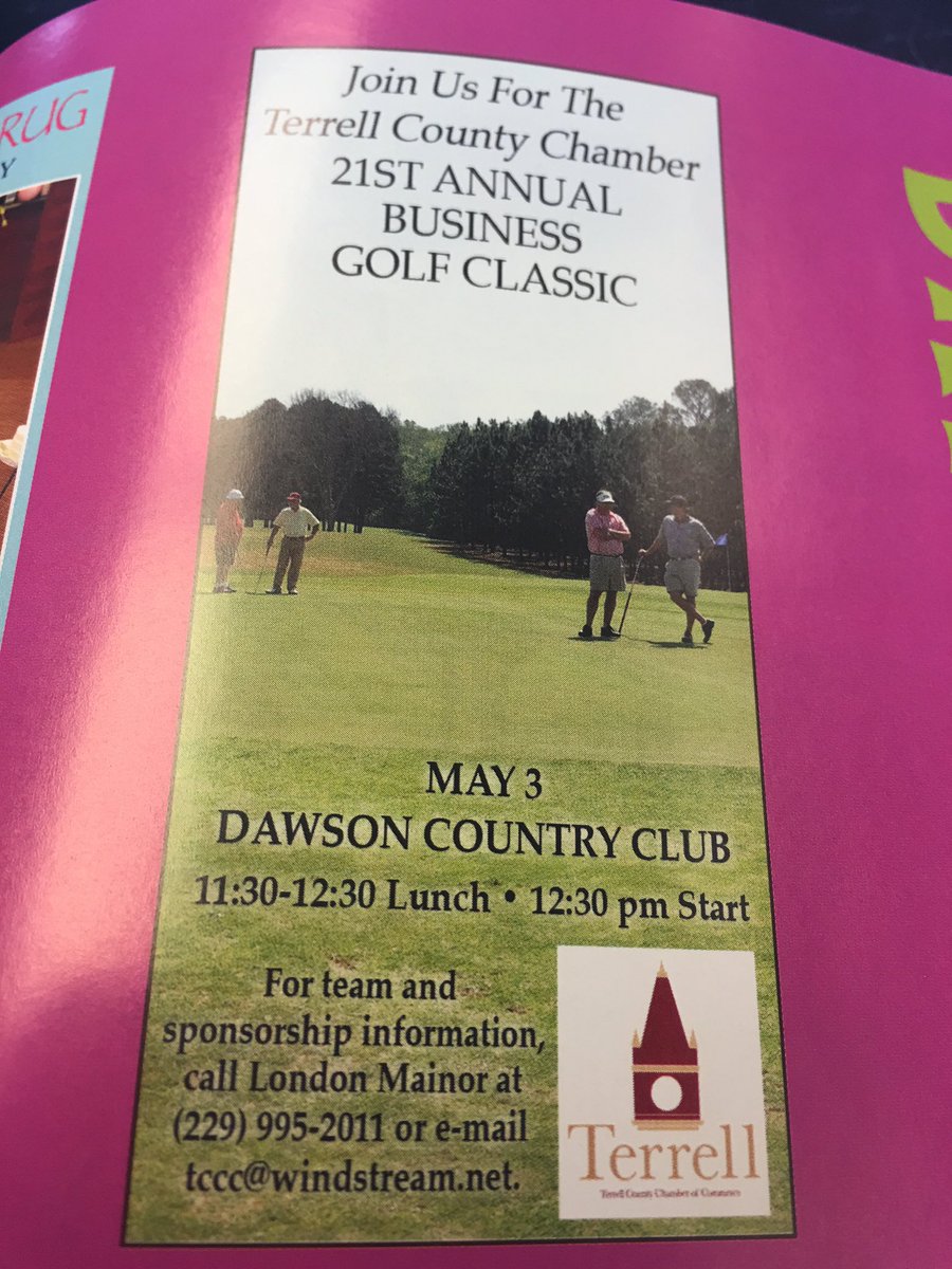 TerrellCountyGA's tweet image. In case you missed the ad in @SouthwestGeorgiaLivingmagazine, it's time for the Annual #Terrell Chamber #Golf Tournament!