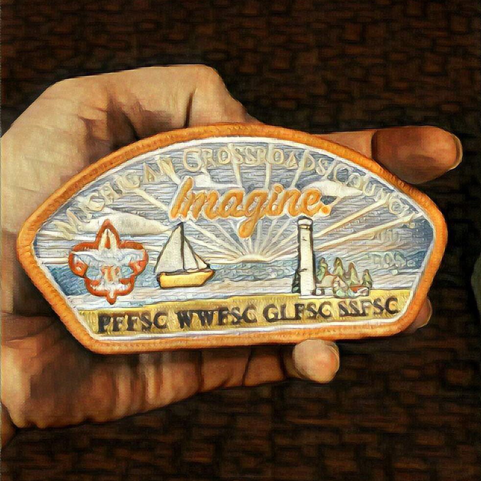 Ypsi_Cubmaster's tweet photo. I got my patch for the #MichiganCrossroadsCouncil #FriendsOfScouting 2017 pledge drive.  #bsa #cubscouts #TaxDeductible #TotallyWorthIt https://t.co/nhlracKLQY