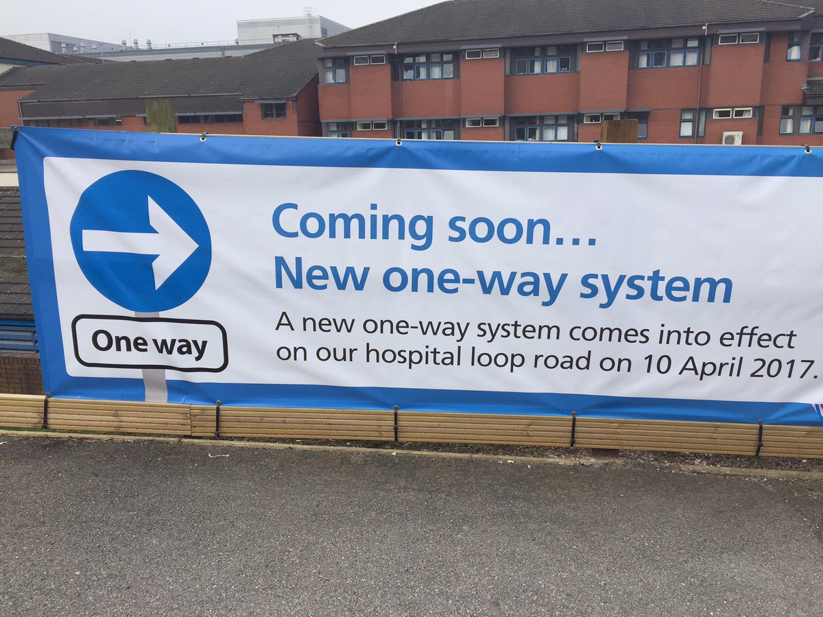 UHDBTrust's tweet photo. If you're visiting the Royal Derby, look out for changes to our road layout ahead of new one way system which comes into force on 10 April https://t.co/VfNSg7ppU0