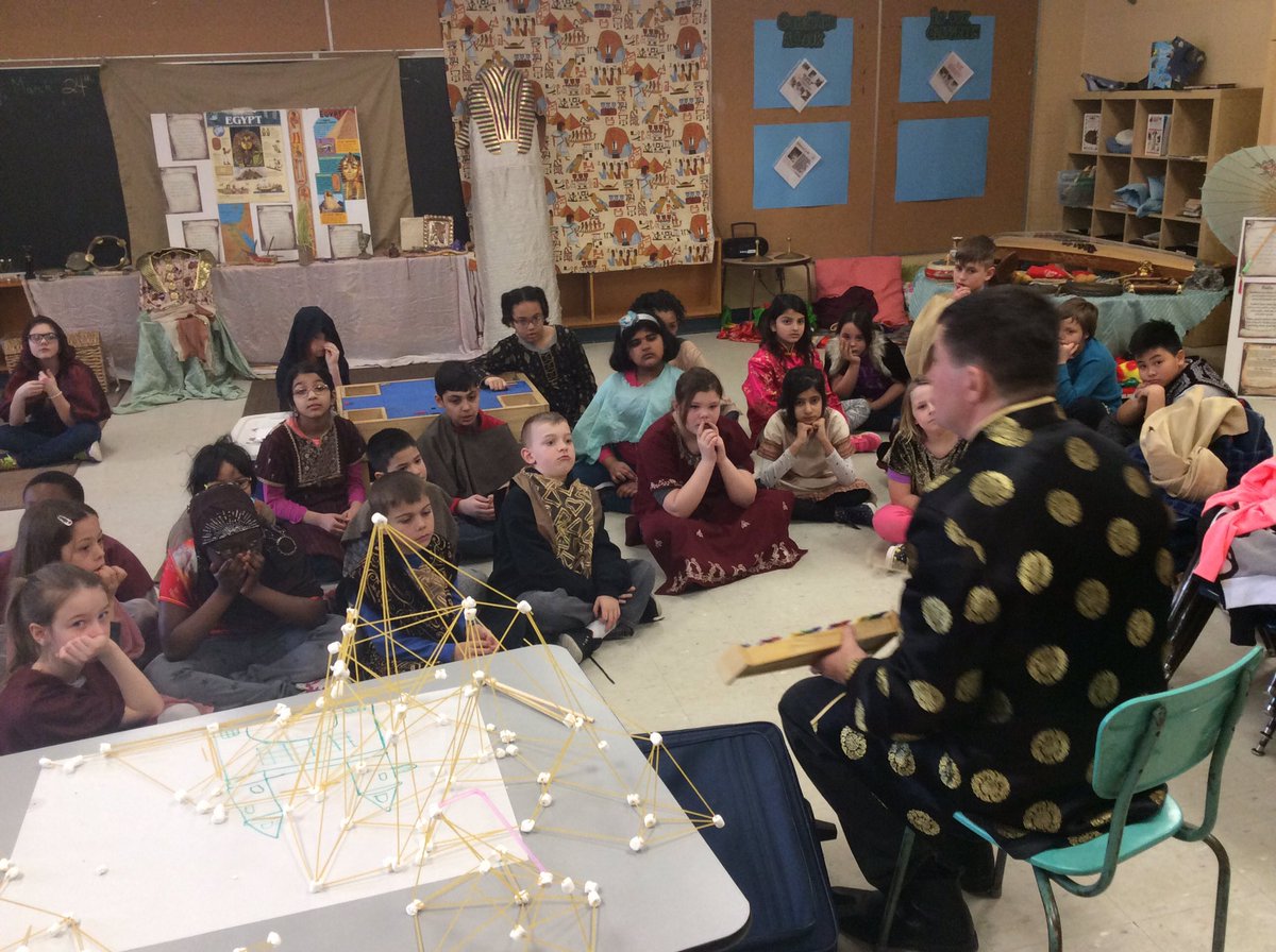 MrsPassfield's tweet photo. Grade 4's participate in an Ancient Civilizations Workshop @SWL_HWDSB @HWDSB #4A https://t.co/dR1gpLM7fa
