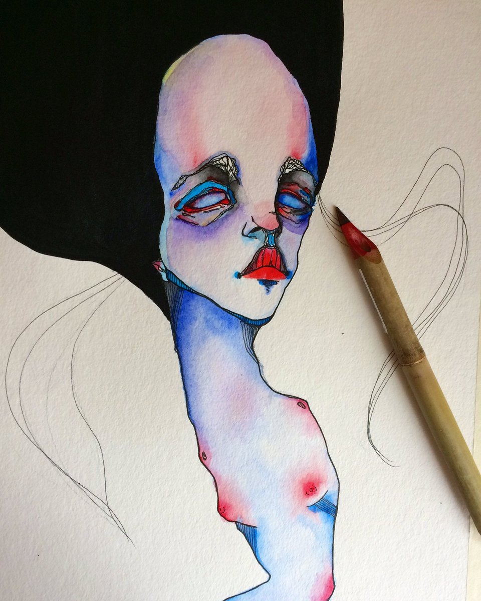 AnnaTsvell's tweet image. My new fave #arttool-bamboo stick for #calligraphy ⚫️ #art #modernart #lineart #watercolor #ink #contemporaryart #surrealism #watercolour