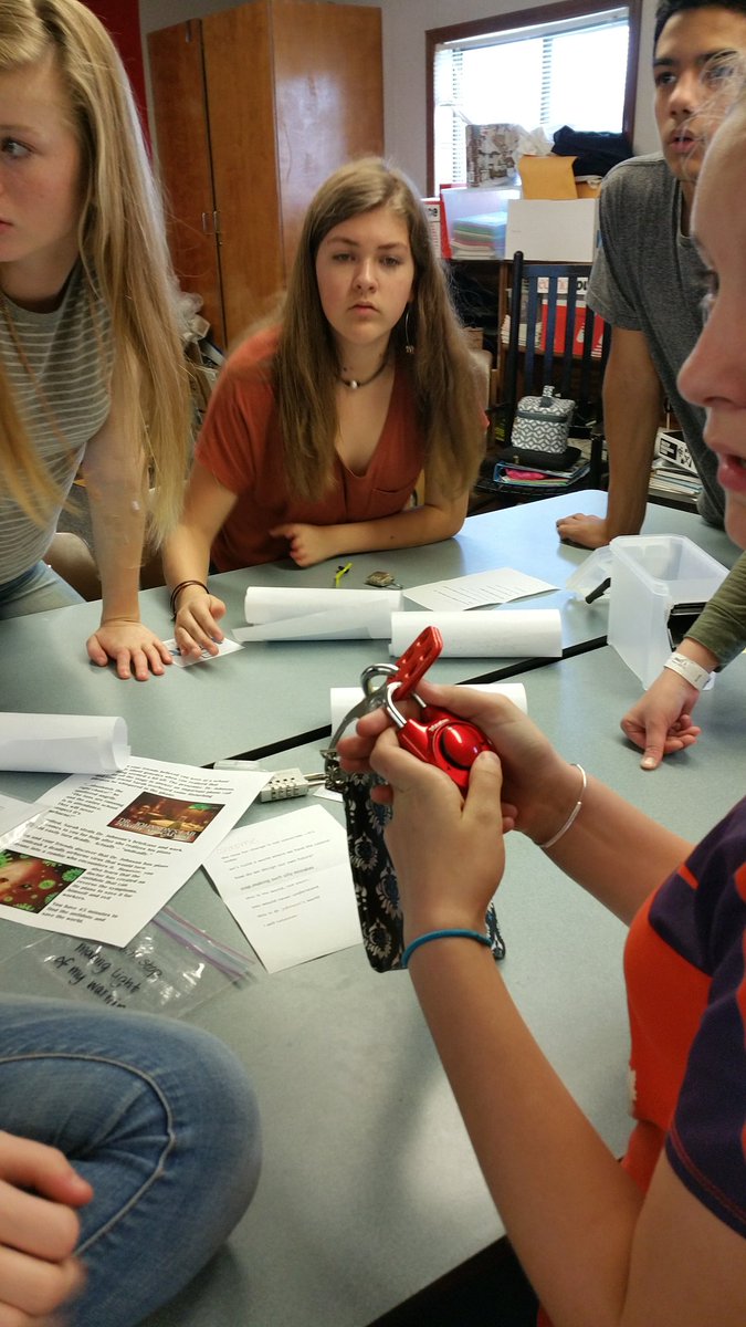 crazycutshall's tweet photo. High engagement class today as students try to save the world with creative problem solving! @BuncombeSchools @BCSDigitalLearn @breakoutEDU https://t.co/wbmIGKXQ5x