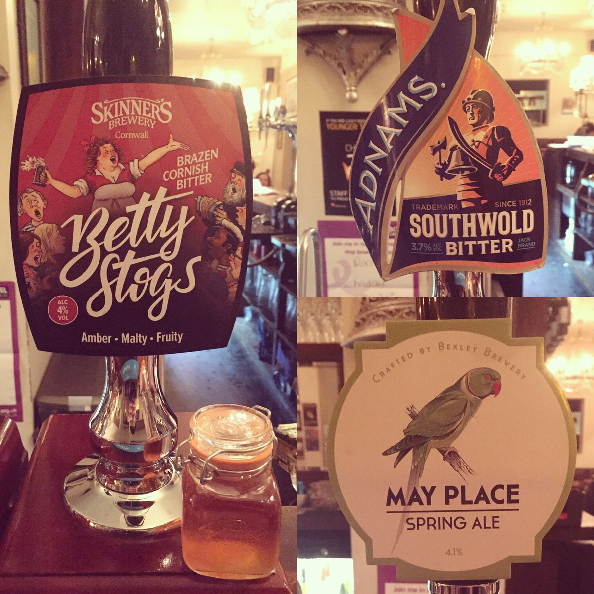 TheRumPuncheon's tweet photo. Ales on the bar right now from: @skinnersbrewery @adnams @bexleybrewery #ales #bitter #pub #tuesday #drinks #beer https://t.co/pIPbwvbd6l