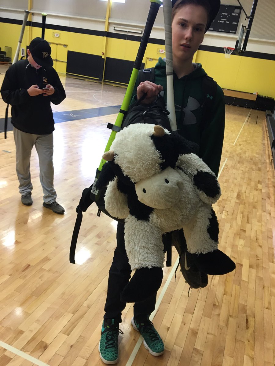 GrimsBaseball's tweet photo. #EarnestTheRallyCow 🐮 is itchin to get to his first official game as the official mascot of #LCSBaseball https://t.co/Qfnbr5vfcx