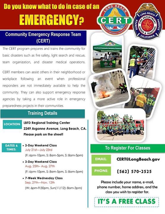 LBCERT's tweet photo. Do you know what do in case of an emergency? We can help get you #READY! Register for one of our #LBCERT classes. https://t.co/ENUCXpCVPV
