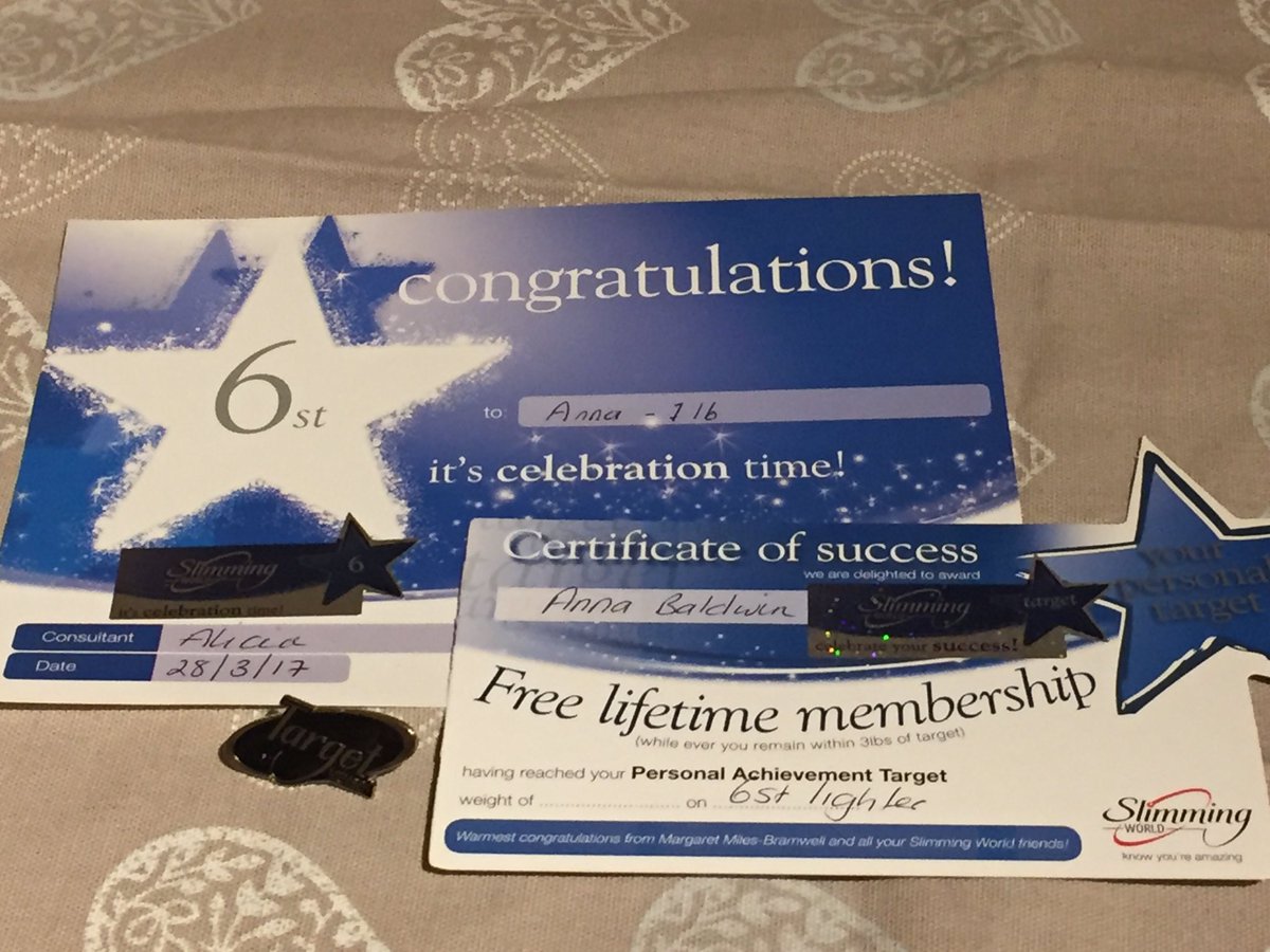 AnnaBaldwin123's tweet photo. @SlimmingWorld Tonight I became a target member with a 6 stone loss #proud #6stone #feelgreat #newlife https://t.co/ONe2ODKHoK
