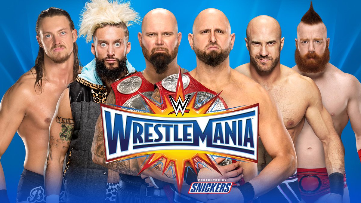 WWE's tweet photo. BREAKING: The #RAW #TagTeamTitles will now be defended in a #TripleThreat LADDER MATCH this Sunday at #WrestleMania! https://t.co/kgzFzKy4x0 https://t.co/S1tCgbsVcm