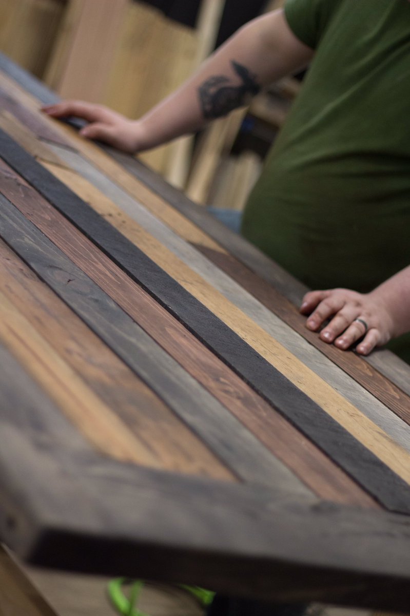 JDsWoodWorks's tweet photo. Crazy things happening in the shop! We now have an intern, Courtney, and on her first day we made this awesome table! https://t.co/sAVaZ27EIt