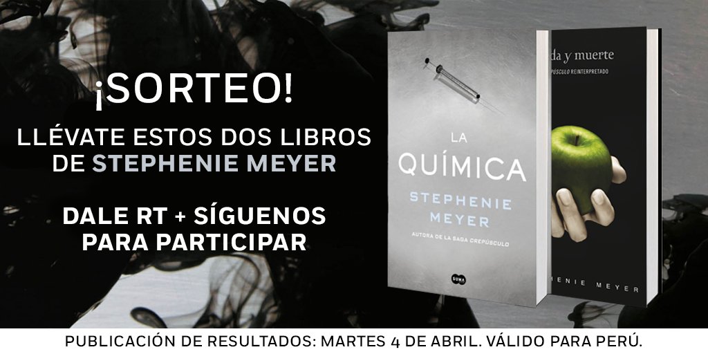 penguinlibrospe's tweet photo. 🔔#SORTEO Tenemos dos packs de Vida y muerte + #LaQuímica💉, la última novela de Stephenie Meyer. Ya saben cómo participar ;) #MeGustaLeerPerú https://t.co/BMV7jWW3MV