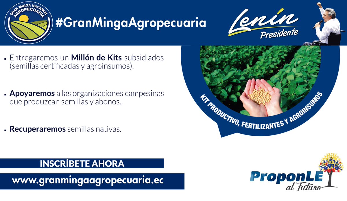 GranMinga's tweet photo. Gracias a la #GranMingaAgropecuaria contarás con semillas certificadas y agroinsumos! Con @Lenin la misión es el campo! @JavierVillacis6 https://t.co/r0CaIWQnG6