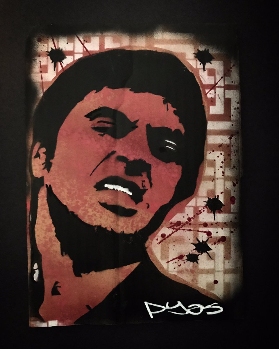 Philacrylic's tweet photo. #Tonymontana on #recycled cardboard.#popart #scarface #alpacino #classicmovies https://t.co/yq0QoAVutM