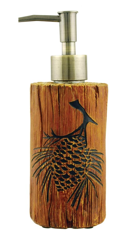 CampFitters's tweet image. Log Soap Dispenser - made of kiln dried wood. Hand carved &amp;amp; painted. Excellent detail. Shop CampFitters.com #rusticbath #cabinbath