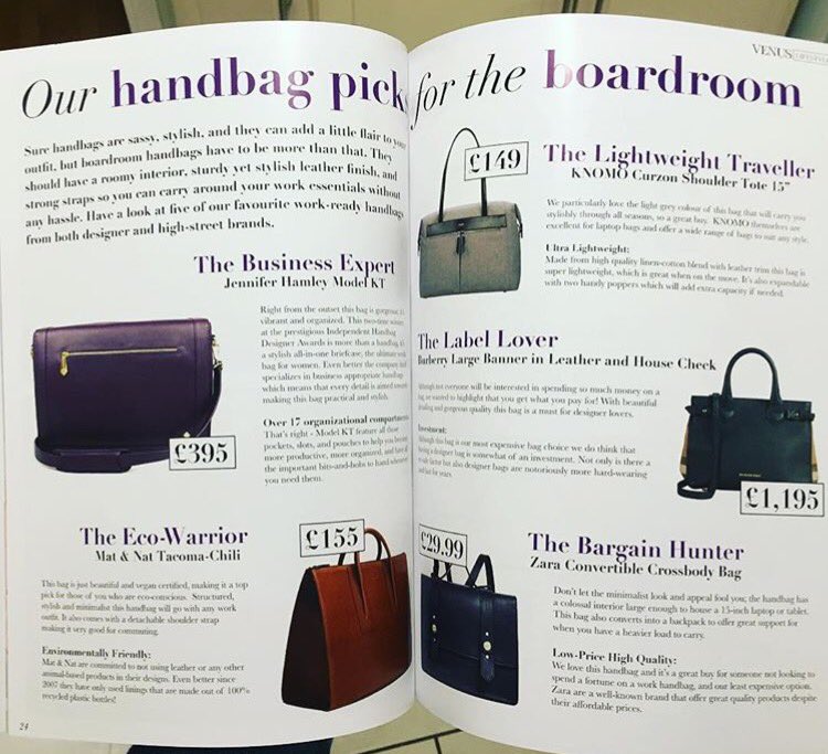 Jennifer_Hamley's tweet photo. Loved to be recognised by @venus_mag as the business expert Bag for the Boardroom #BossBag https://t.co/oAyuEUczfx