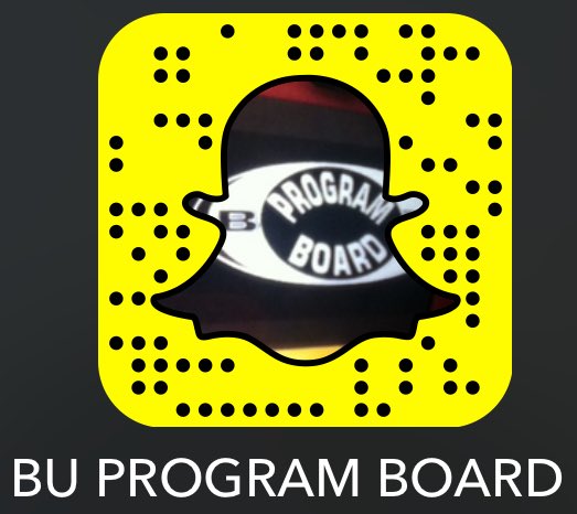 BUProgramBoard's tweet image. Hey Huskies! If you aren&apos;t following us on Snapchat, your missing out on some fun stuff! Add us @BUProgramBoard!