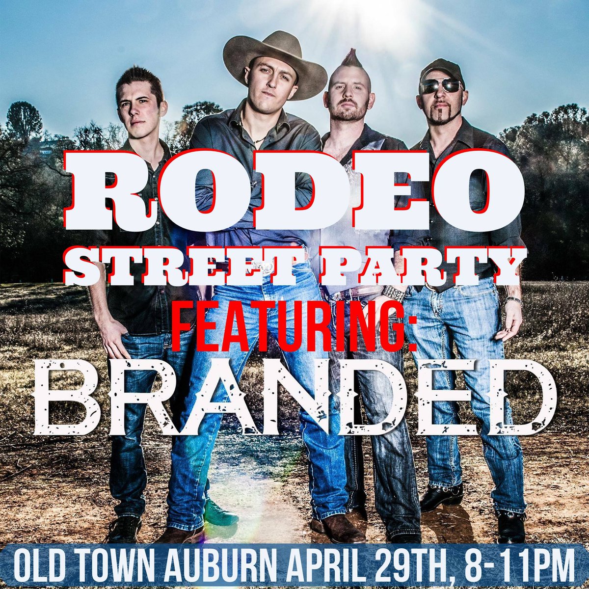 Join us for the Rodeo Street Party in Old Town Auburn featuring country artists Madison Hudson and  Branded. Saturday April 29th from 8-11pm