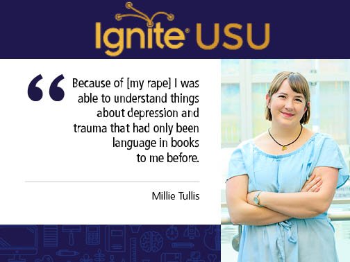 USU_UR's tweet photo. Millie's #IgniteUSU talk will focus on a very personal reading of Sylvia Plath following her own rape
#USUIwill #chassusu https://t.co/A59y4f90lG