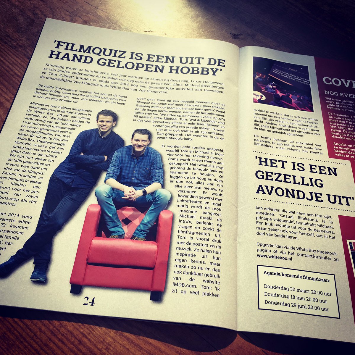 We staan met een stuk over onze #Filmquiz in de nieuwe menukaart van #HetPostkantoor #Hoogeveen