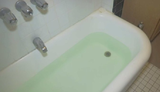 NY1ForYou's tweet photo. Green tinted water has one Bronx tenant worried about contamination. The details at 8 on @NY1ForYou @NY1 https://t.co/auLRQoTkbD